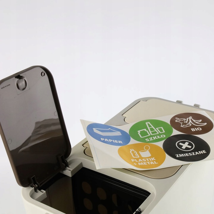 KOSZ DO SEGREGACJI ŚMIECI 3-KOMOROWY 27L SZARY POJEMNIK NA ODPADY