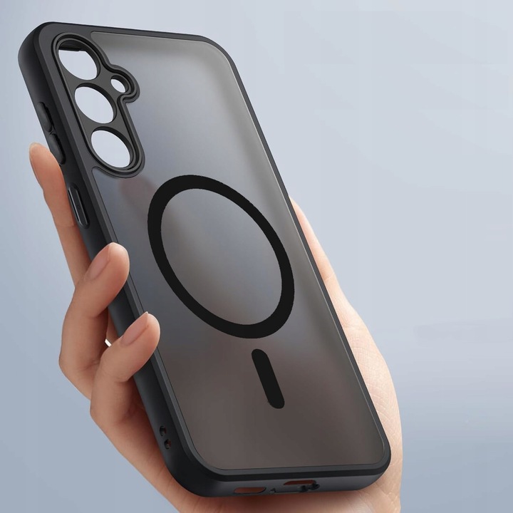 2x SZKŁO+ ETUI WZMACNIANE MAGSAFE CASE CZARNY MATT do SAMSUNG GALAXY S24 FE