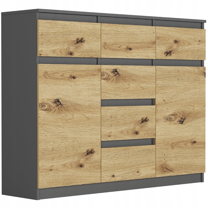KOMODA 98CM SZAFKA 6 SZUFLAD ANTRACYT MIX ARTISAN S62D