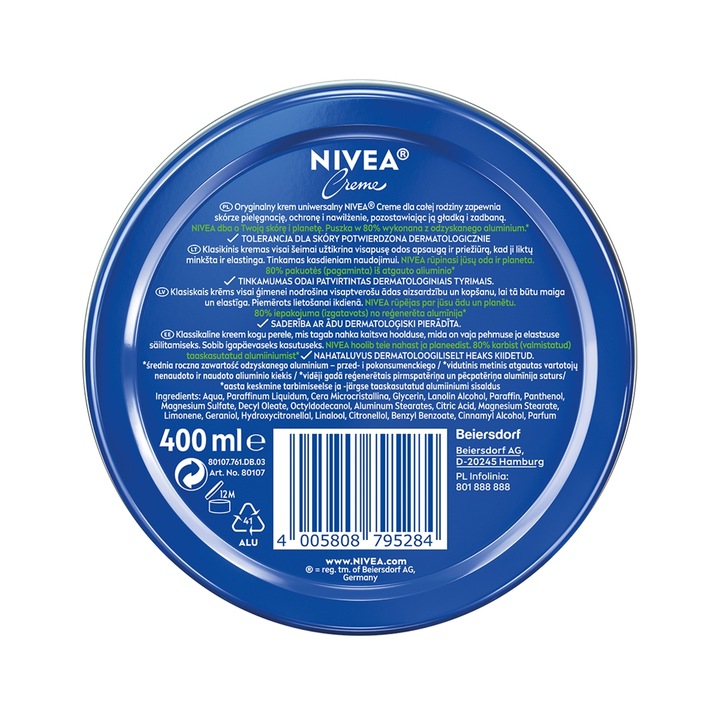 Krem nawilżający do ciała twarzy NIVEA CREME 400ml