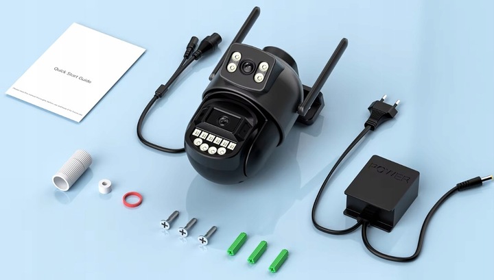 PODWÓJNA KAMERA ZEWNĘTRZNA FHD 2X5MP ZOOM OBROTOWA IP WIFI ALARM DETEKCJA