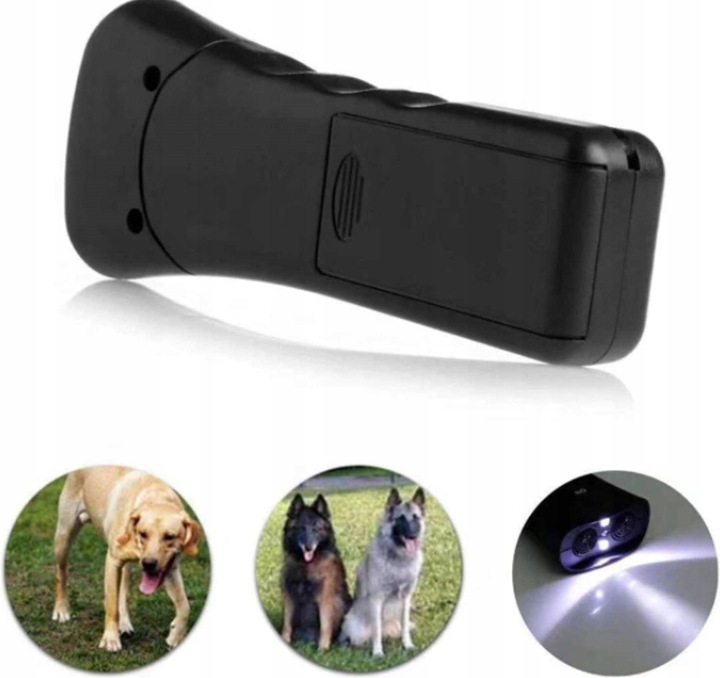 Odstraszacz Psów Ultradźwiękowy Głośny Mocny 130dB MP036 3w1 LED