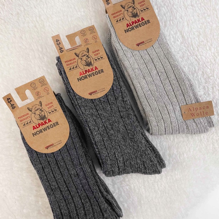 3-pak grube WEŁNIANE SKARPETY UNISEX prążek prążek APLAKA ciepłe 43-46