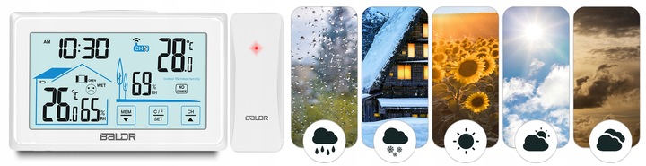 BEZPRZEWODOWA STACJA POGODOWA POGODY HIGROMETR + CZUJNIK