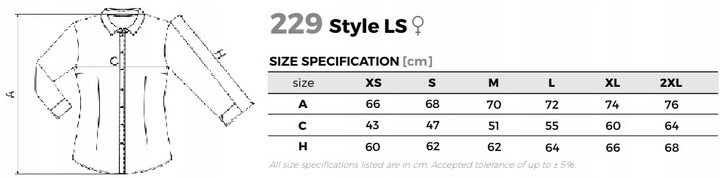 Koszula kelnerska Damska STYLE LS229 Biała S