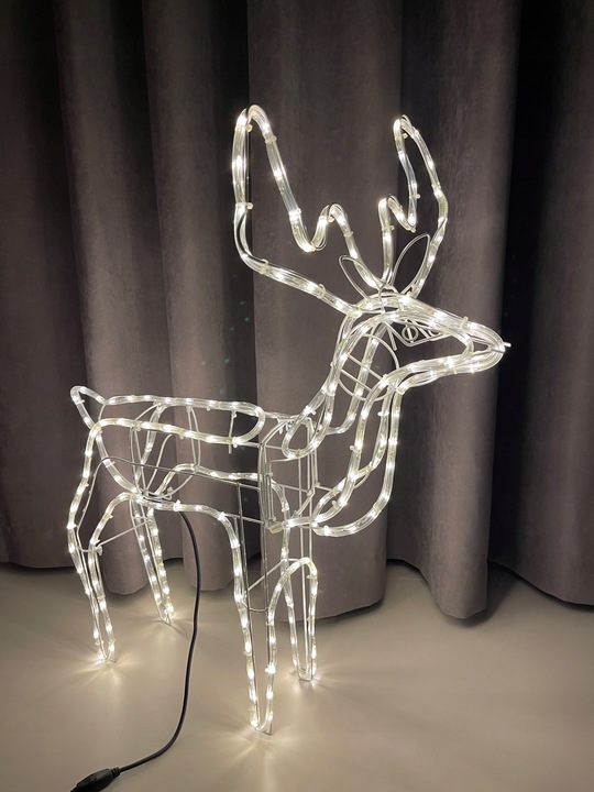 RENIFER ŚWIECĄCY LED DUŻY Z RUCHOMĄ GŁOWĄ BIAŁY CIEPŁY IP44 ZEWNĘTRZNY