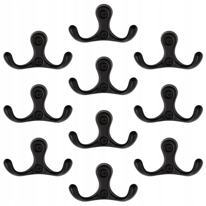 10x WIESZAK ŚCIENNY NA UBRANIE HACZYK CZARNY NA UBRANIE DW19