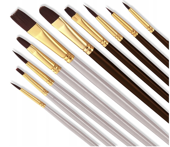 FARBY AKRYLOWE Zestaw Farb Akrylowych 24x12 ml Pędzle Malarskie 10szt