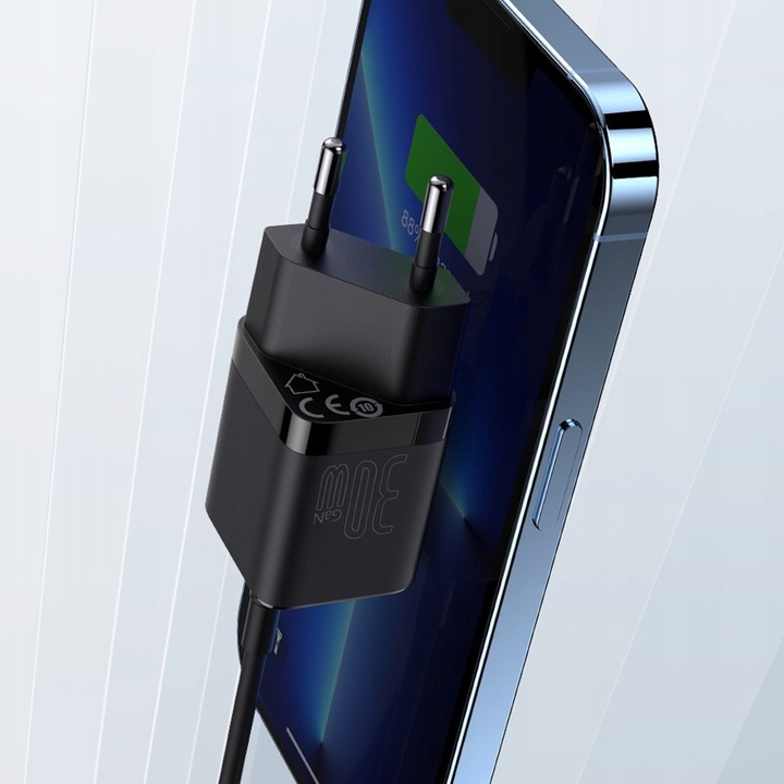 SZYBKA Ładowarka sieciowa zasilacz Baseus GaN3 USB-C typ-C PD 3A 30W