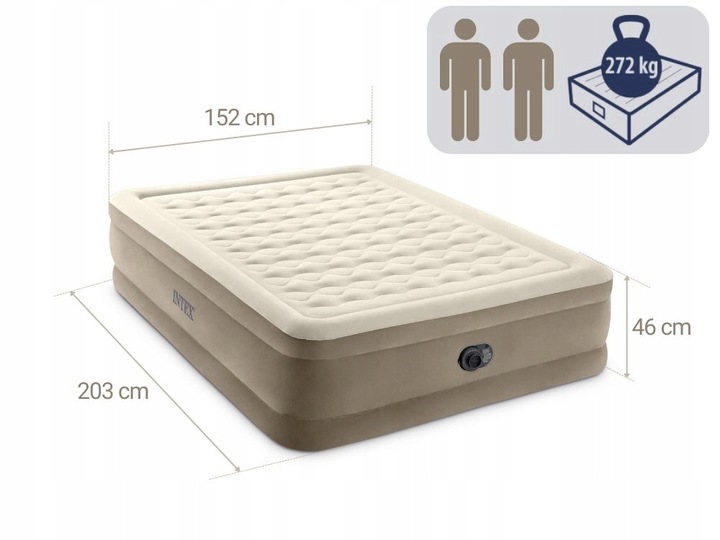 Materac Dmuchany Dwuosobowy Łóżko z Pompką 230V Intex 64428ND