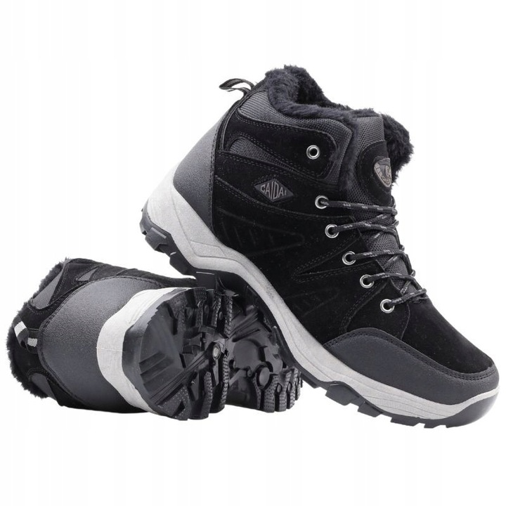 CZARNE BUTY SPORTOWE MĘSKIE ZIMOWE OCIEPLANE ŚNIEGOWCE TRAPERY DLA