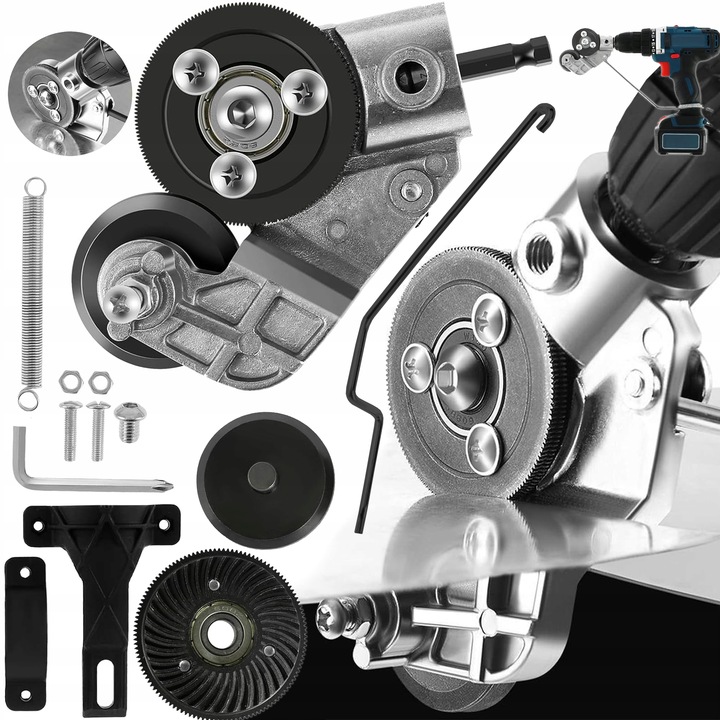 ADAPTER DO CIĘCIA BLACHY NA WIERTARKĘ WKRĘTARKĘ UNIWERSALNE NOŻYCE DO