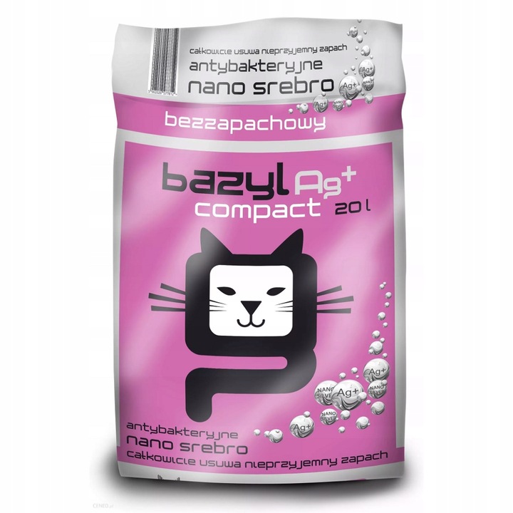 Żwirek Dla Kota Kotów Bezzapachowy Bentonitowy Bazyl Ag + Compact 20 L