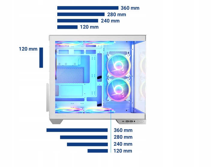 Gamingowa obudowa MODECOM VOLCANO PANORAMA APEX ARGB 3F MIDI biała, 3×went.