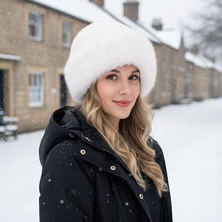 CZAPKA DAMSKA ZIMOWA MODNA ELEGANCKA CIEPŁA SZTUCZNE FUTERKO