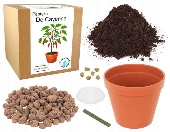 ZESTAW DO UPRAWY PAPRYKA CHILI DE CAYENNE PAPRYKA OSTRA NASIONA 5 SZT