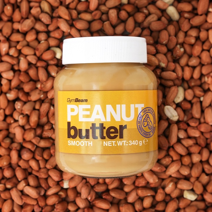 MASŁO ORZECHOWE 100% PEANUT BUTTER BEZ CUKRU SOLI GŁADKIE GymBeam 900g