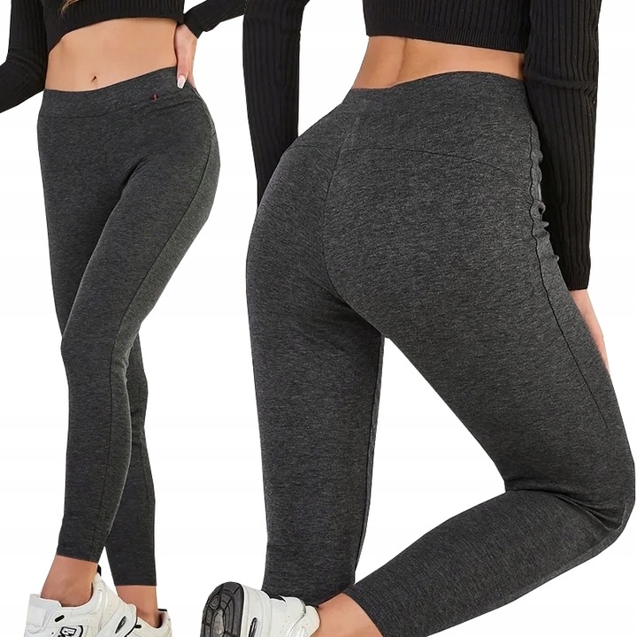 LEGGINSY BAWEŁNIANE damskie KLASYCZNE getry MODELUJĄCE 100% KRYJĄCE - L/XL