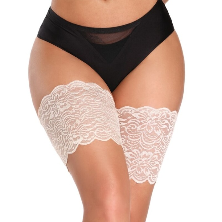 OPASKI NA UDA PRZECIW OTARCIOM KORONKA BEŻOWE 3/4