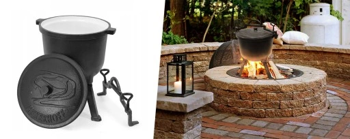 Kociołek EMALIOWANY żeliwny 8L + GRATIS ŁYŻKA