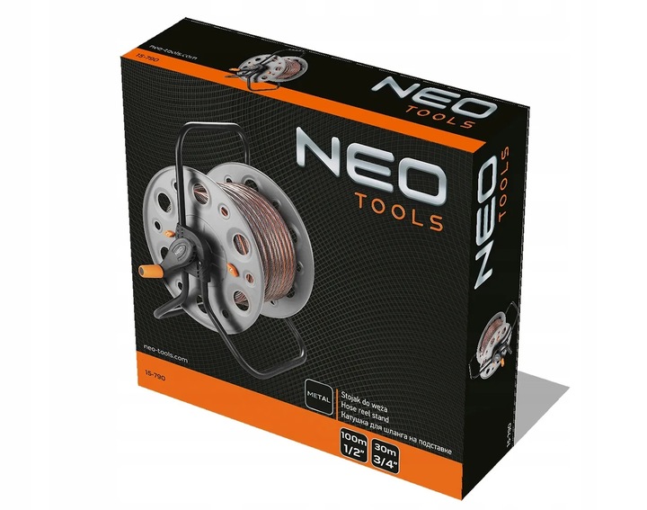 Stojak Bęben Metalowy na Wąż Ogrodowy do 100m Wózek Zwijak NEO TOOLS