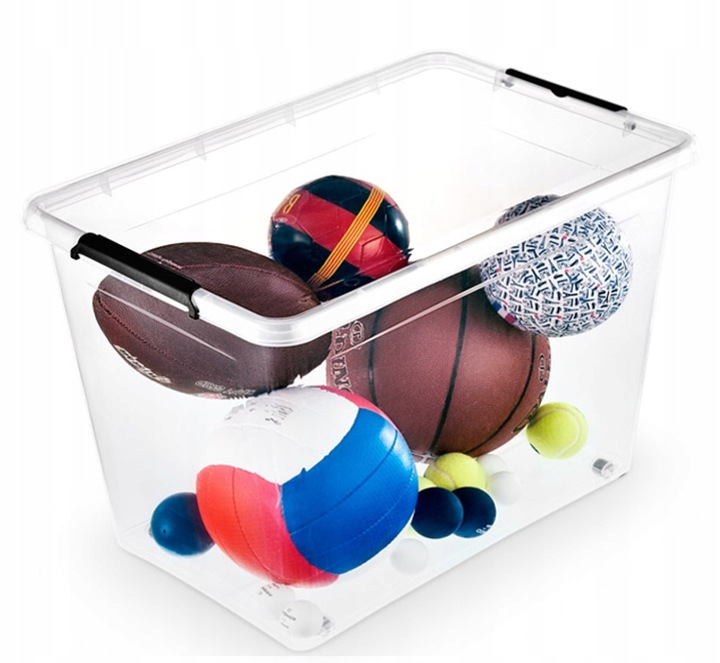 POJEMNIK PLASTIKOWY PUDEŁKO PUDŁO ORGANIZER PRZEZROCZYSTY Z POKRYWĄ 60L