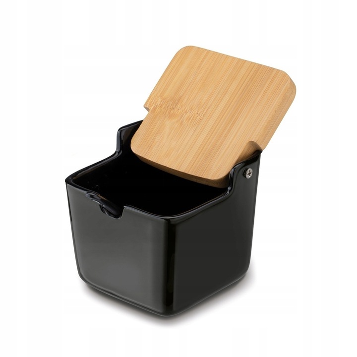 CUKIERNICZKA z Łyżeczką BAMBUSOWA CZARNA Pojemnik Konighoffer Ceramic