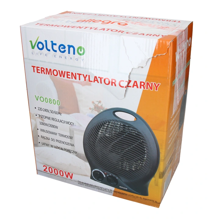 Grzejnik elektryczny Volteno 2000 W czarny 230 x 270 mm