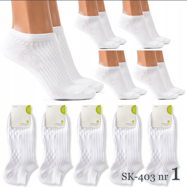 BAWEŁNIANE STOPKI damskie SKARPETKI BIAŁE JAKOŚĆ