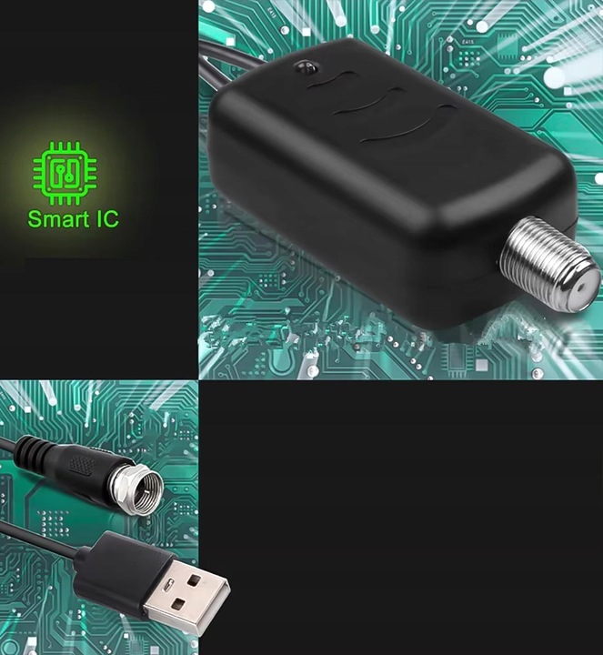 ANTENA AKTYWNA POKOJOWA ZEWNĘTRZNA TV LTE 4K FHD DVB-T2 MUX8 USB