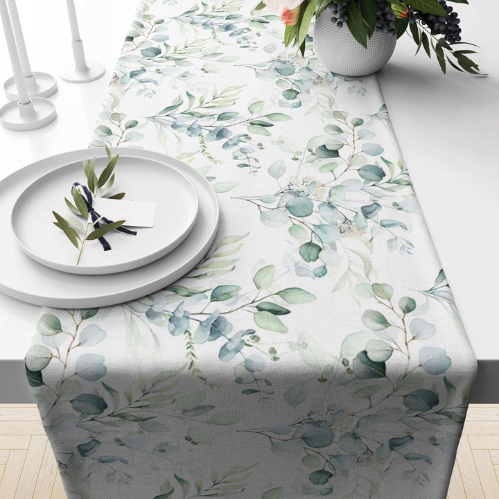 BIEŻNIK OBRUS NA STÓŁ MATOWY GŁADKI 40X220 CM DEKORACYJNY LIŚCIE WZÓR 073