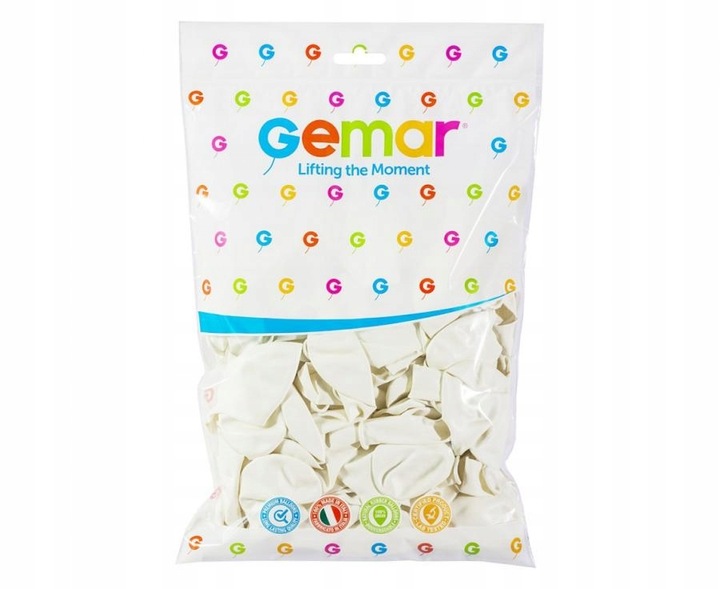 Balony Lateksowe Pastelowe Białe Gemar 12" - 30 cm /100 szt.