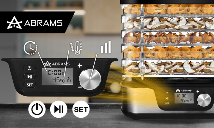 SUSZARKA DO GRZYBÓW WARZYW I OWOCÓW 600W REGULACJA TEMPERATURY TIMER 5