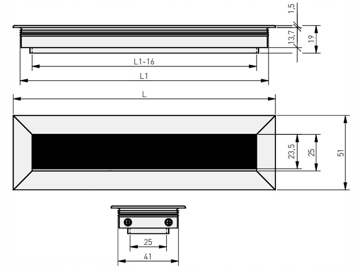 Przepust kablowy MERIDA do biurka do kabli 51x180 GTV czarny