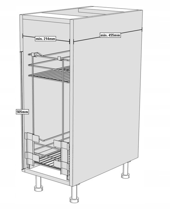 Kosz cargo 25cm 2p. 250 z systemem jezdnym cichy domyk Variant Multi