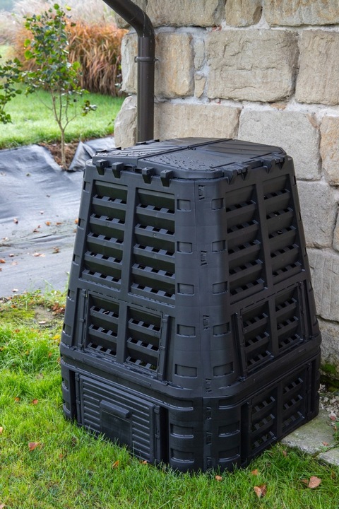 KOMPOSTOWNIK OGRODOWY 480L CZARNY CAŁOROCZNY GRATIS AKTYWATOR KOMPOSTU