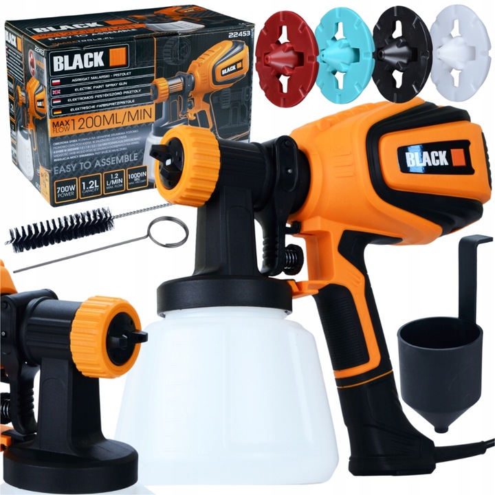 PISTOLET AGREGAT MALARSKI DO MALOWANIA ŚCIAN 700W 4 DYSZ 1200 ML DUŻY