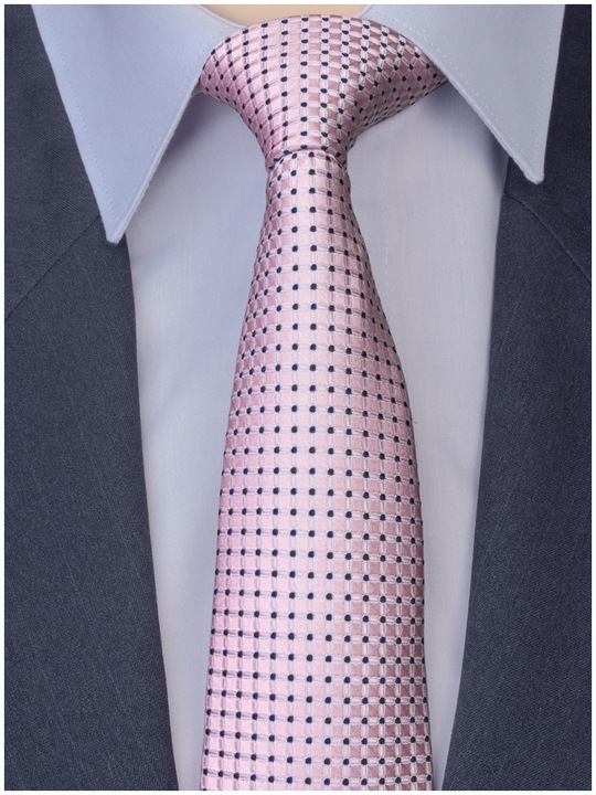 MIKROFIBRA Krawat Męski Różowy w Groszki GREG g146