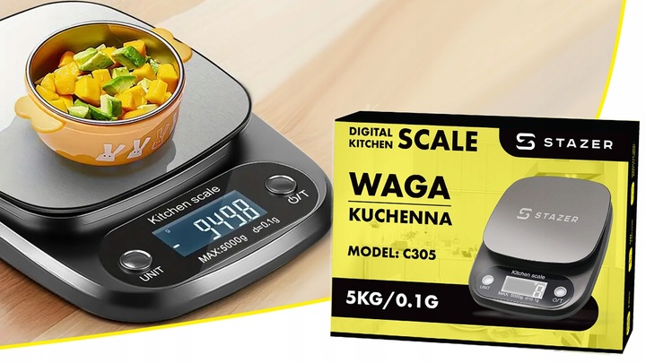WAGA KUCHENNA ELEKTRONICZNA PRECYZYJNA LCD DIETETYCZNA + BATERIE