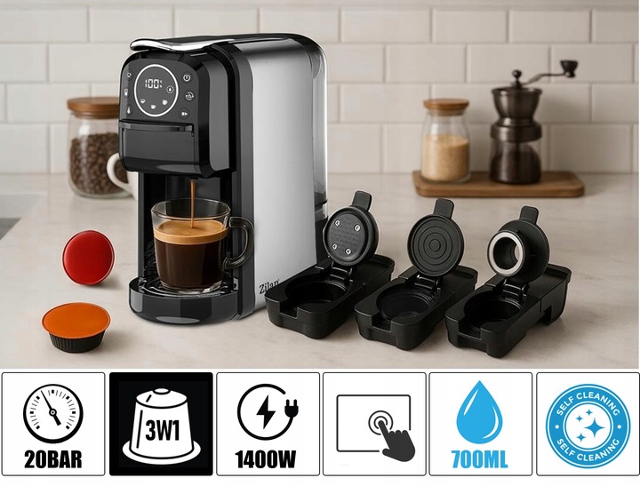 EKSPRES DO KAWY KAPSUŁKI NESPRESSO DOLCE GUSTO KAWA MIELONA 3W1 1400W