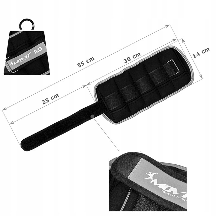 REGULOWANE OBCIĄŻNIKI NEOPRENOWE 2x 1 KG RĘCE NOGI