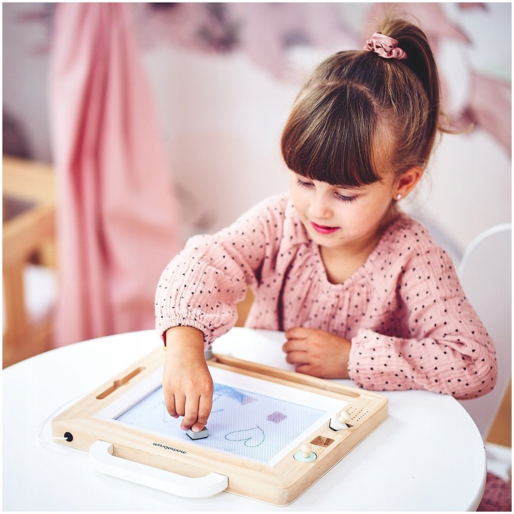 Drewniany Magnetyczny Znikopis z Pieczątkami - Tablica do Rysowania Tablet