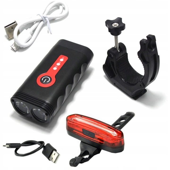 LAMPKA ROWEROWA LED PRZÓD 1800 LUMENÓW MOCNA + TYŁ