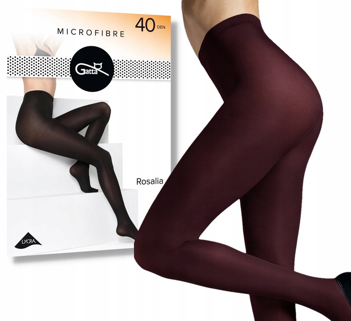 Matowe rajstopy damskie Gatta 40 DEN Rosalia kryjące i trwałe 4-L bordowe