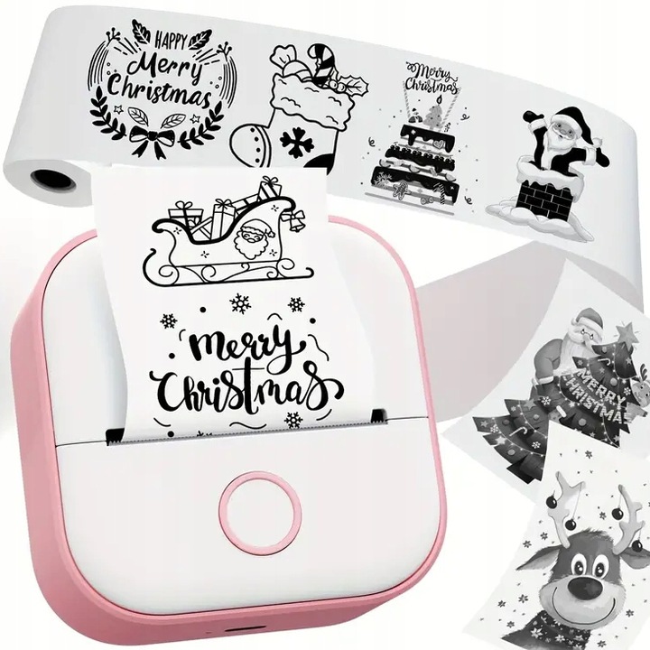 Phomemo T02 mini drukarka termiczna do zdjęć notatek etykiet różowa