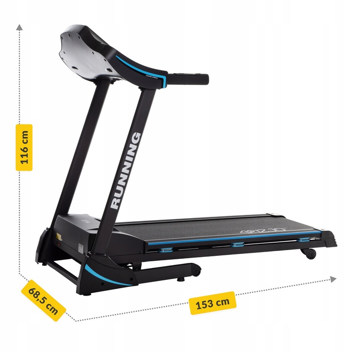 BIEŻNIA ELEKTRYCZNA DOMOWA SKŁADANA Z AMORTYZACJĄ 15 KM/H REGULACJA POZIOMU