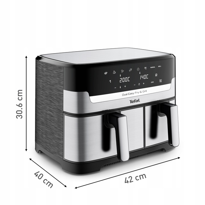 Frytkownica beztłuszczowa Tefal Grill EY905D 8.3l dwukomorowa Air