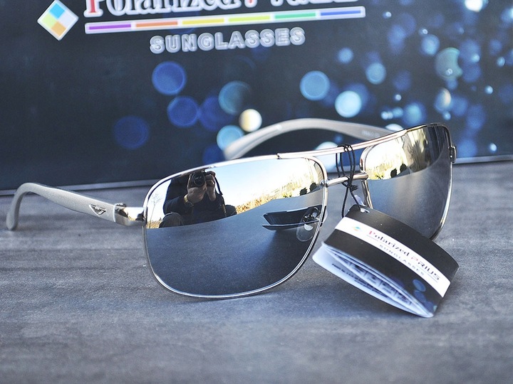 OKULARY MĘSKIE POLARYZACYJNE AVIATOR FLEKS ETUI