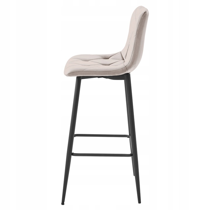Hoker Krzesło Tapicerowane Barowe Wysokie do Wyspy Welurowe Beżowe