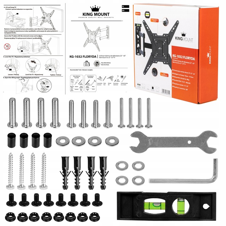 OBROTOWY UCHWYT DO TELEWIZORA TV LED LCD WIESZAK MOCNY ŚCIENNY 22-65 CALI